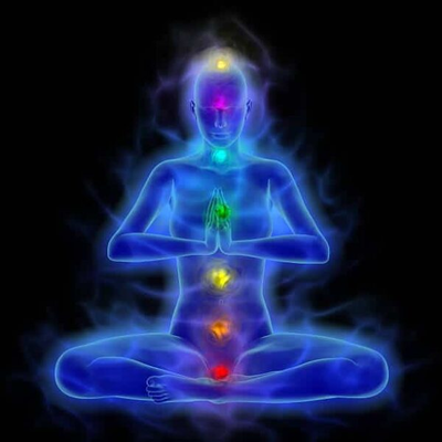 Photo showing the seven chakras in the body which become balanced with Insight Meditation practice.