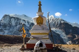 Stupa is symbol wheel of rebirth. Spiritual evolution from lower to higher frequency with ultimate release from reincarnation; which is pathway of consciousness